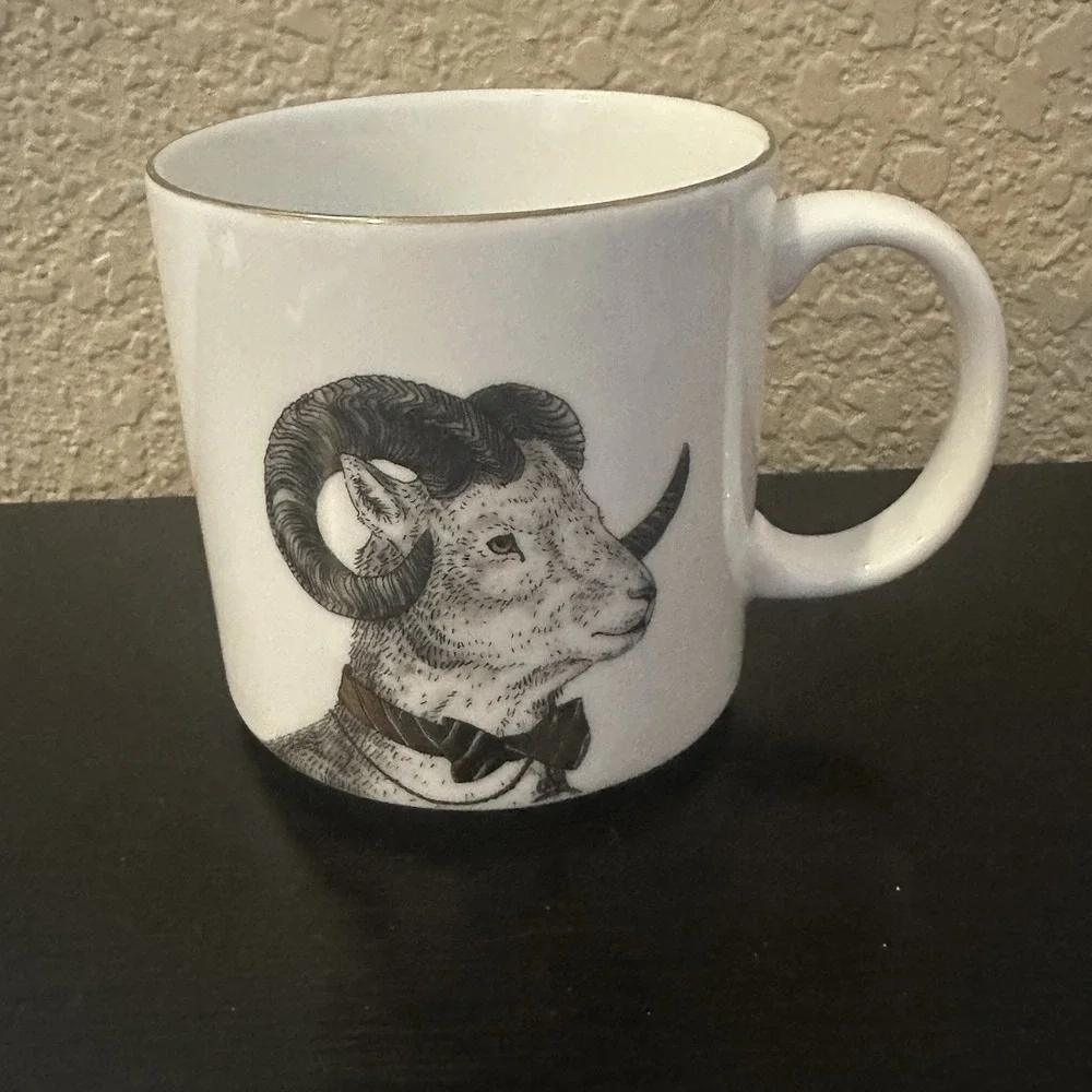 Rachel Kozlowski + West Elm Gilded Dapper Animal Ram Mug‎ Coffee Cup